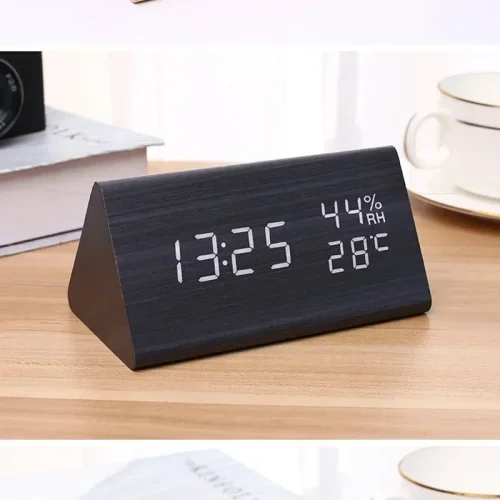 Afbeelding van LED Student Wekker Eenvoudige Wandklok Temperatuurweergave Geluidscontrole Tafelklok Desktop Home Decor Tuin