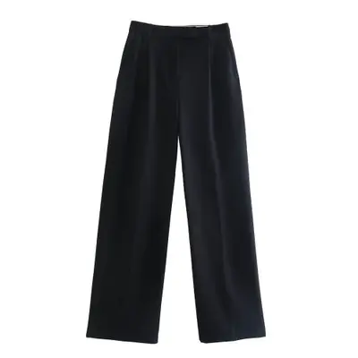 Image de Pantalon Droit Vintage Taille Haute avec Fermeture Éclair