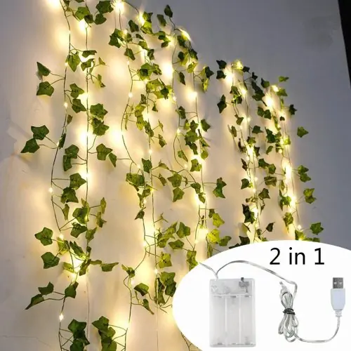 Image de Guirlande Lumineuse Vigne Feuilles Vertes
