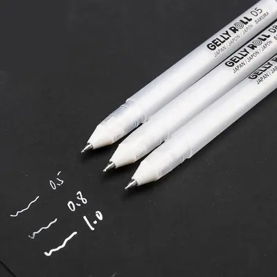 Image de Stylo Gel Sakura en Rouleau - Blanc & Noir