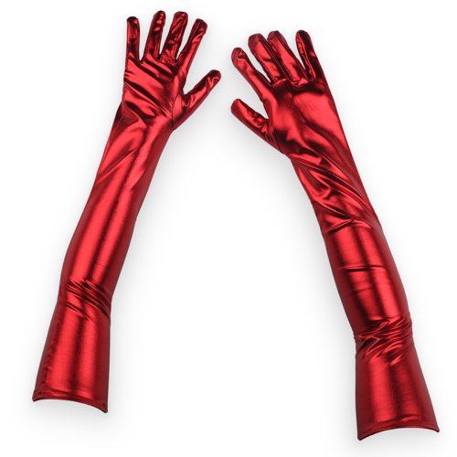 Zdjęcie Eleganckie rękawiczki damskie lakierowane 48 cm – idealne na scenę, Halloween, cosplay, klub nocny, taniec na rurze i koncerty uliczne