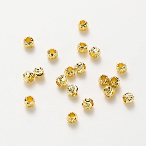 Bild von 50 Stück DIY Schmuckzubehör 14K 18K vergoldet gestreifte Schliffblumenperlen 2,5 3 4 5 6mm Abstandsperlen Bulk Handperlenmaterial