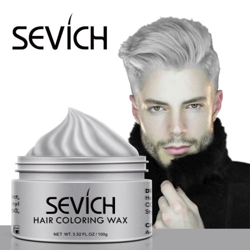 Image of Natural Silver Grey Hair Color Wax for Men – Temporary, DIY Hair Styling Mud with Plant-Based Ingredients, One-Time Use Molding Paste & Dye Cream, 120g
