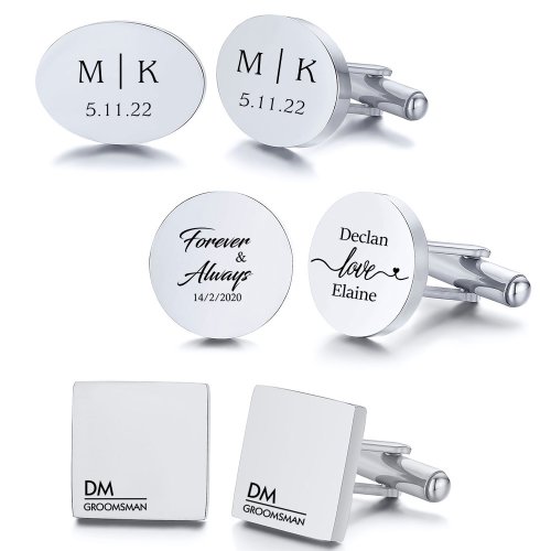 Image of Personalized Engraved Cufflinks for Men – Custom Wedding Cufflinks for Groom, Bride, Best Man & Groomsmen Gifts