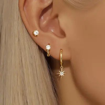 Image de Boucles d'oreilles Étoile Or - Ensemble Tendance pour Mariage