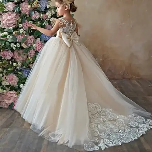 Image de Robe Demoiselle d'Honneur Tulle & Dentelle - Princesse Élégante