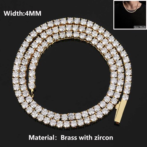 Imagen de Joyería de Hip Hop con circonita cúbica, cadena de tenis helada, collar ostentoso chapado en oro de ...