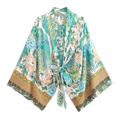 Image de Robe Kimono Boho Fleurs - Maillot de Bain Couvre-Vent