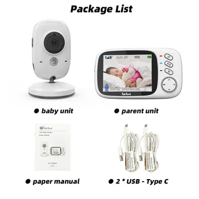 Image de Moniteur bébé sans fil 3.2 pouces avec vision nocturne et berceuses