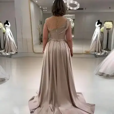 Image de Robe Maman de la Mariée Champagne Paillettes - Grande Taille