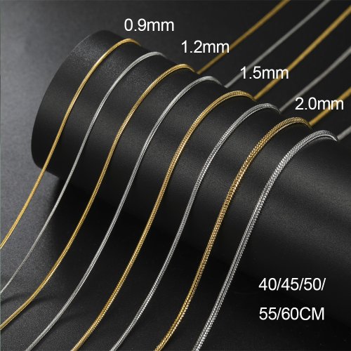 Image of Elegant Round Snake Chain Necklace for Women and Men – Stainless Steel Link Chain in 0.9mm, 1.2mm, and 2mm Thickness – Fashionable Choker Jewelry Gift