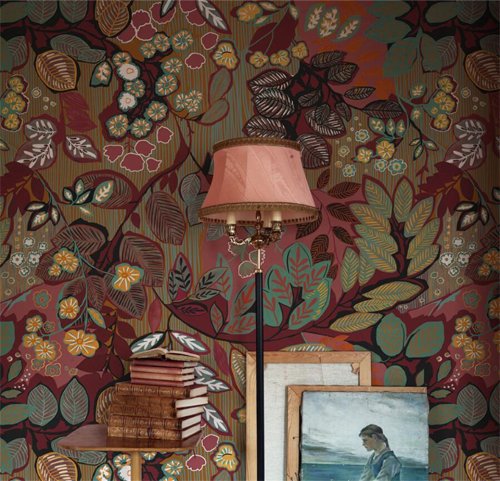 Bild von Vintage Amerikanische Blume 3D Tapete – Elegantes Wandbild für Wohnzimmer & Schlafzimmer