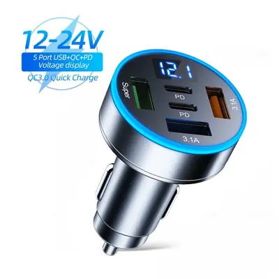 Image de Chargeur Voiture USB-C 250W - 5 Ports Rapide pour iPhone, Samsung, Huawei, Xiaomi