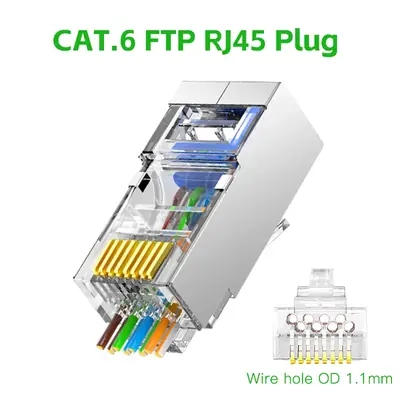 Image de Connecteur RJ45 Cat6 Blindé Plaqué Or - Haute Performance