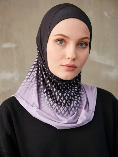 Image de Hijab Sportif Instantané - Style Géométrique Respirant