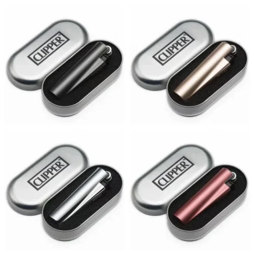 Imagen de Encendedor Portátil de Pedernal con Clipper Spades, Inflable y Sin Fuego, Ideal para Gas Butano, Hecho de Metal con Caja de Regalo