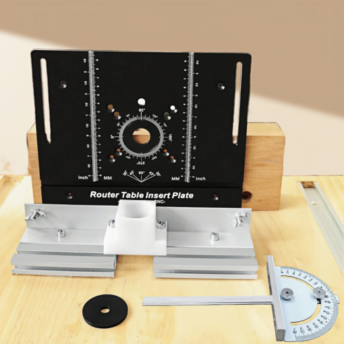 Immagine di Piastra di Inserimento in Alluminio da 65 mm per Tavolo Router con Recinzione Profilo Calibro Mitra - Accessorio Universale per Rifilatrici