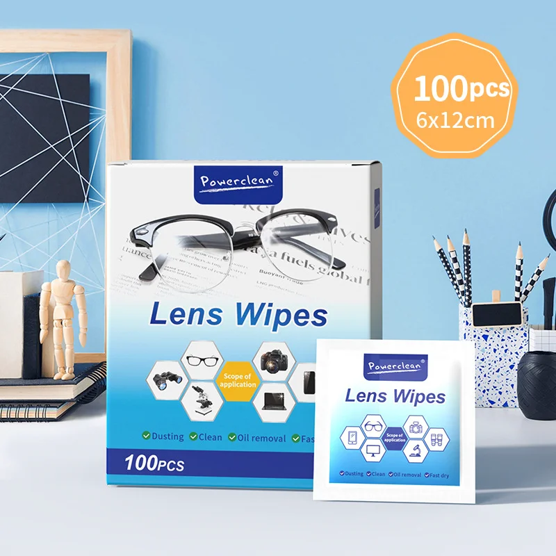 Bild von 100 Stück Vorbefeuchtete Brillenreinigungstücher – Einzelverpackt für Brillen, Sonnenbrillen, Handy- & Bildschirme – Kratzerfrei & Streifenlos