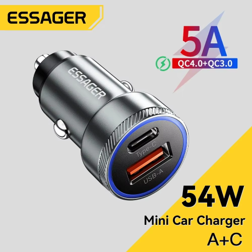 Image of 54W Fast Car Charger with 5A Output, Type-C Port, Quick Charge 3.0, PD 3.0, SCP for Xiaomi, Samsung, iPhone and Other Smartphones