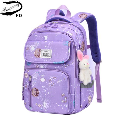 Imagen de Mochila Escolar Kawaii para Niñas con Diseño Rosa y Morado, Ideal para Primaria y como Regalo para Niños