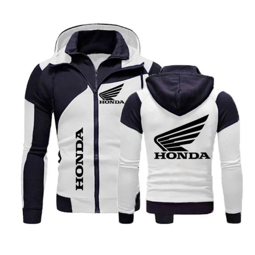 Bild von Honda Hoodie mit Wing-Logo – Trendige Motorradjacke als Sweatshirt Pullover für Herren, Custom Zipper Hoody mit hochwertigem Design