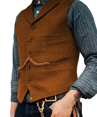 Image de Gilet Homme en Laine à Chevrons - Élégant & Décontracté