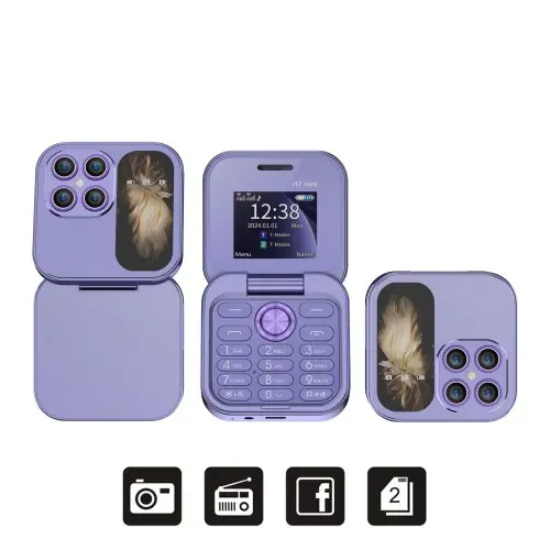 Image de Mini Téléphone Portable Pliable 1.77'' - Écran HD, Radio FM, Double SIM