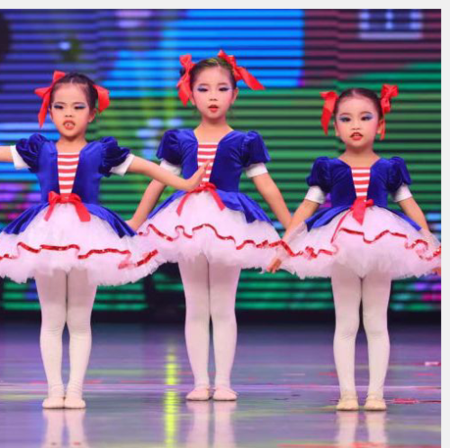 Immagine di Tutù Balletto Patchwork per Bambina - Blu e Bianco