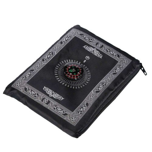 Imagen de Alfombra de Oración Portátil con Brújula Integrada, Tapete Trenzado de Poliéster para Rezos en Casa y Viajes, Diseño Simple y Moderno 100x60 cm