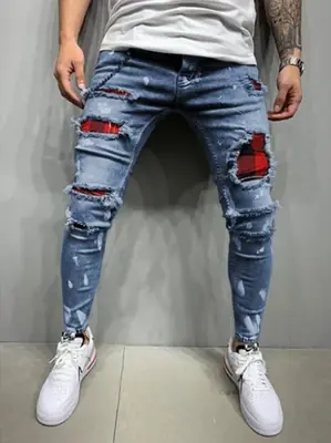 Image de Jeans Crayon Homme Déchiré - Style Streetwear 2025