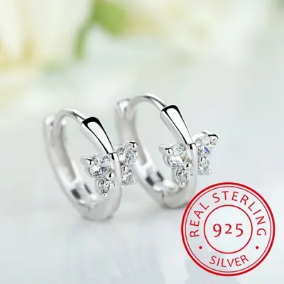 Image de Boucles d'oreilles Papillon en Argent 925 - Bijoux Princesse pour Filles