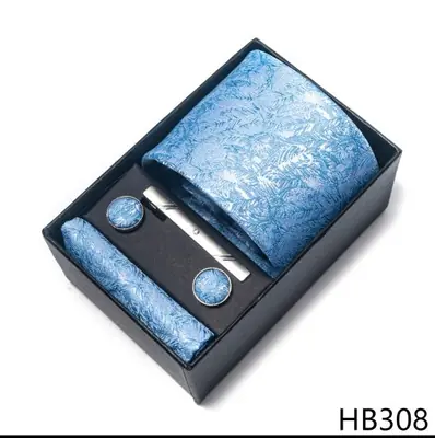 Image de Coffret Cadeau Homme Élégant - Cravate, Boutons de Manchette & Mouchoir