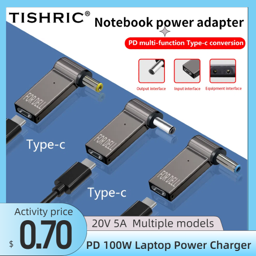 Afbeelding van 100W Laptop Oplader Converter USB-C naar DC Jack