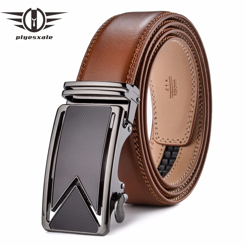 Imagen de Cinturón de Cuero Genuino para Hombre con Hebilla Automática - Diseño Elegante en Marrón y Negro, Hecho de Piel de Vaca de Alta Calidad