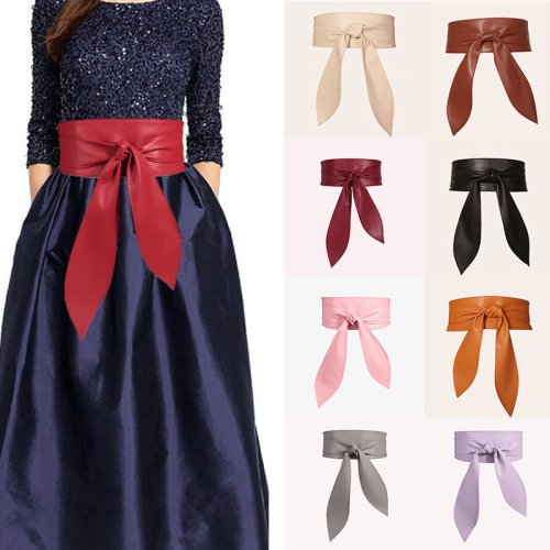 Immagine di Cintura Larga con Fiocco da Donna in Tessuto di Alta Qualità - Corsetto Moda Elegante per Abiti e Outfit Femminili YF1011