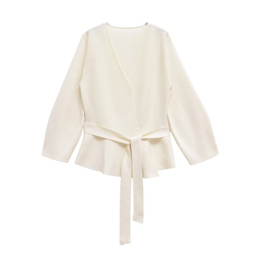 Imagen de Primavera mujer hombrera cinturón chaqueta de punto mujer Retro cuello pico manga larga versátil abrigo femenino ropa de mujer 9598/128