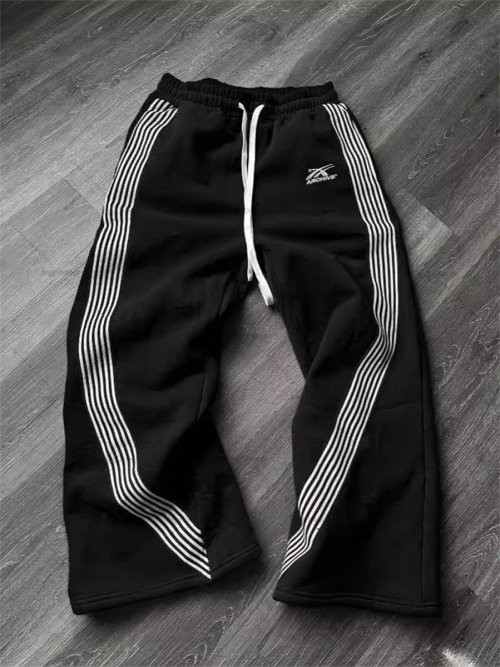 Image of Y2K Embroidered Camo Tactical Joggers – Premium Black & Gray Drawstring Sweatpants for Men and Women
