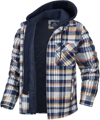 Image de Veste Flanelle Homme à Capuche Amovible - Hiver Chaud & Confortable