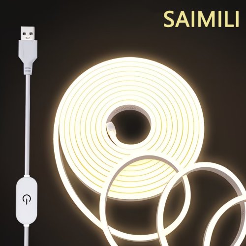 Bild von 5V USB LED-Streifenlicht, 1,4 m lang, flexibel, wasserdicht mit Touch- und Bewegungsmelder-Schalter – perfekt für TV-Hintergrundbeleuchtung und Schlafzimmer-Ambiente