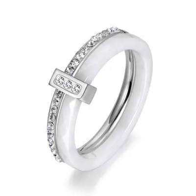 Image de Bague de Mariage Bohème en Cristal & Céramique - Or Rose & Noir