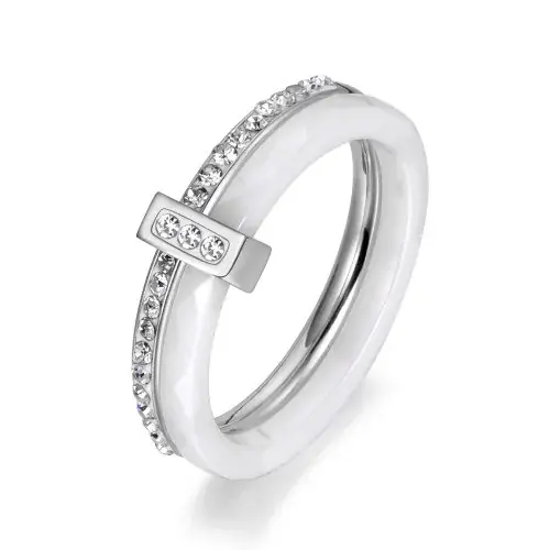 Image de Bague de Mariage Bohème en Cristal & Céramique - Or Rose & Noir