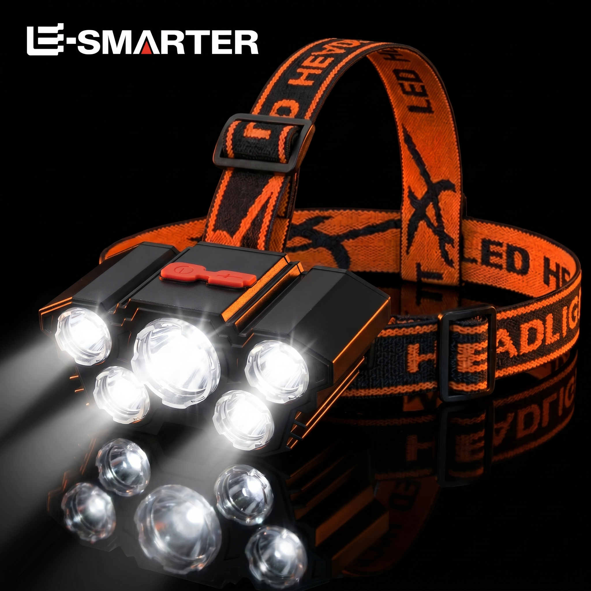 Zdjęcie Latarka 5 LED z wbudowaną baterią litową Mocna latarka czołowa Camping Adventure Fishing Cycling Headlamp