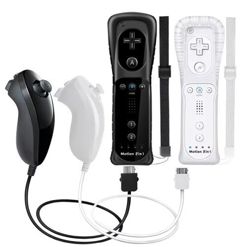Imagen de Mando Inalámbrico 2 en 1 para Nintendo Wii con Control Joystick, Gamepad con Motion Plus y Funda de Silicona - Accesorio Completo para Juegos