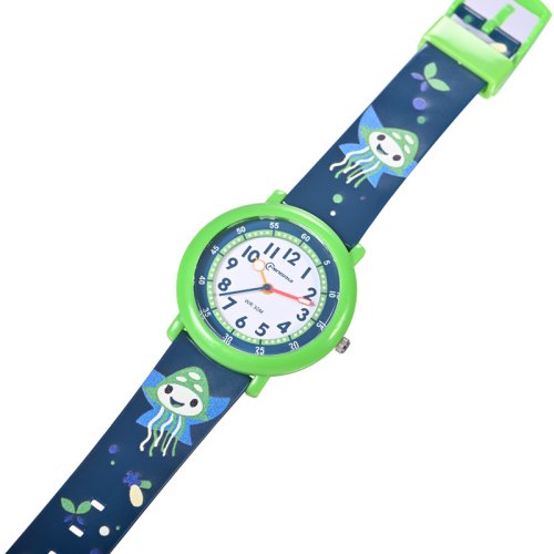 Image of Adorable Dolphin-Themed Kids Watch with Glow-in-the-Dark Dial, Waterproof Quartz Movement, and Soft Rubber Strap for Boys and Girls