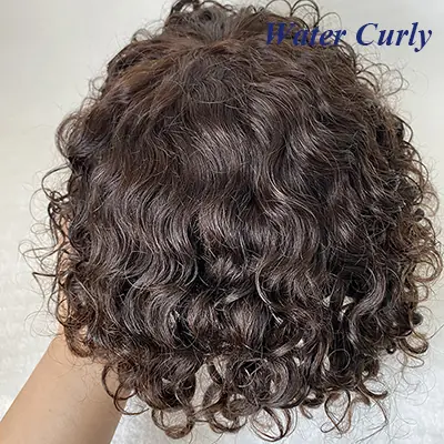 Image de Perruque Homme Bouclée Marron - 100% Cheveux Humains