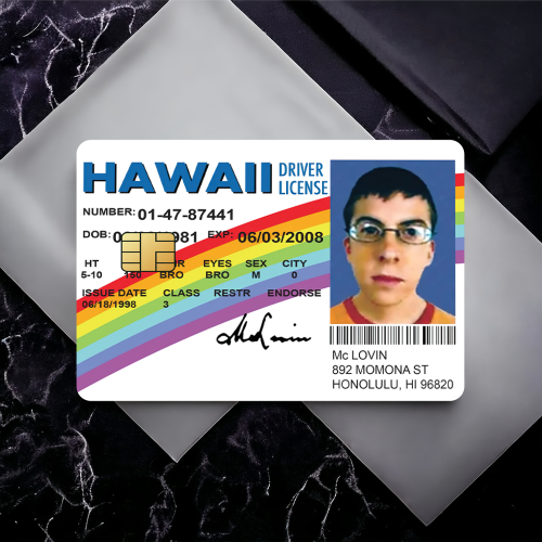Immagine di Adesivi Decorativi Mclovin a Forma di Carte di Credito e Biglietti Autobus – Set da 4 Pezzi Impermeabili per Decorazioni Originali e Divertenti