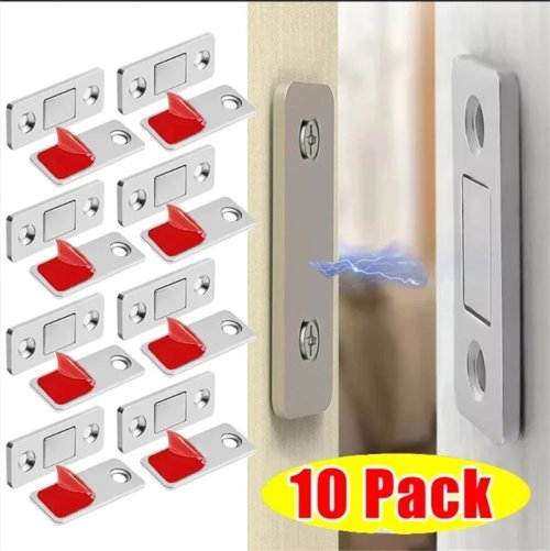 Image of Invisible Magnetic Cabinet Catches with Ultra-Thin Design – Strong Adhesive Drawer & Door Locks for Kitchen, Closet, and Furniture Closure