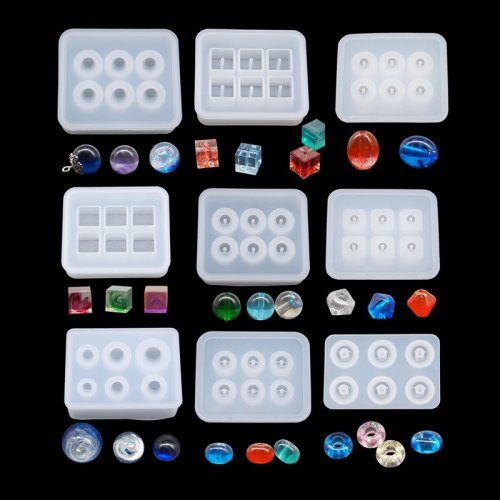 Image of Natural Silicone Mold for Crafting 9mm, 12mm, and 16mm Cube and Ball Jewelry Beads – 6-Compartment Epoxy Resin Mould for Handmade DIY Jewelry Making