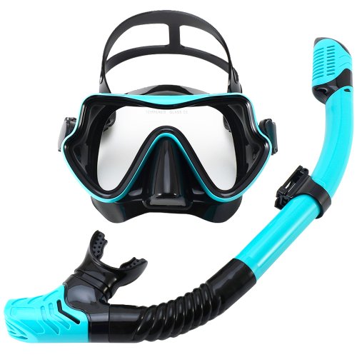 Image of Professional Panoramic Scuba Diving Mask and Snorkel Set with Tempered Glass for Adults and Youth – Complete Snorkeling Gear for Swimming Training and Water Adventures
