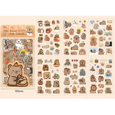 Image de Stickers Capybara Kawaii - 6 Feuilles Transparentes